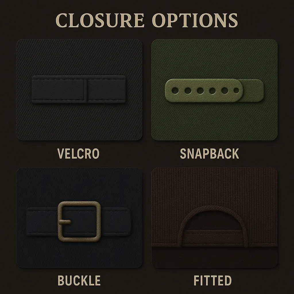 Baseball Cap Closure Type Options